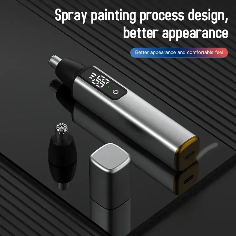 Portable LED Display Nose Hair Remover Electric Nose Hair Trimmer USB Charging Safety Face Hair Cleaning Care Kit