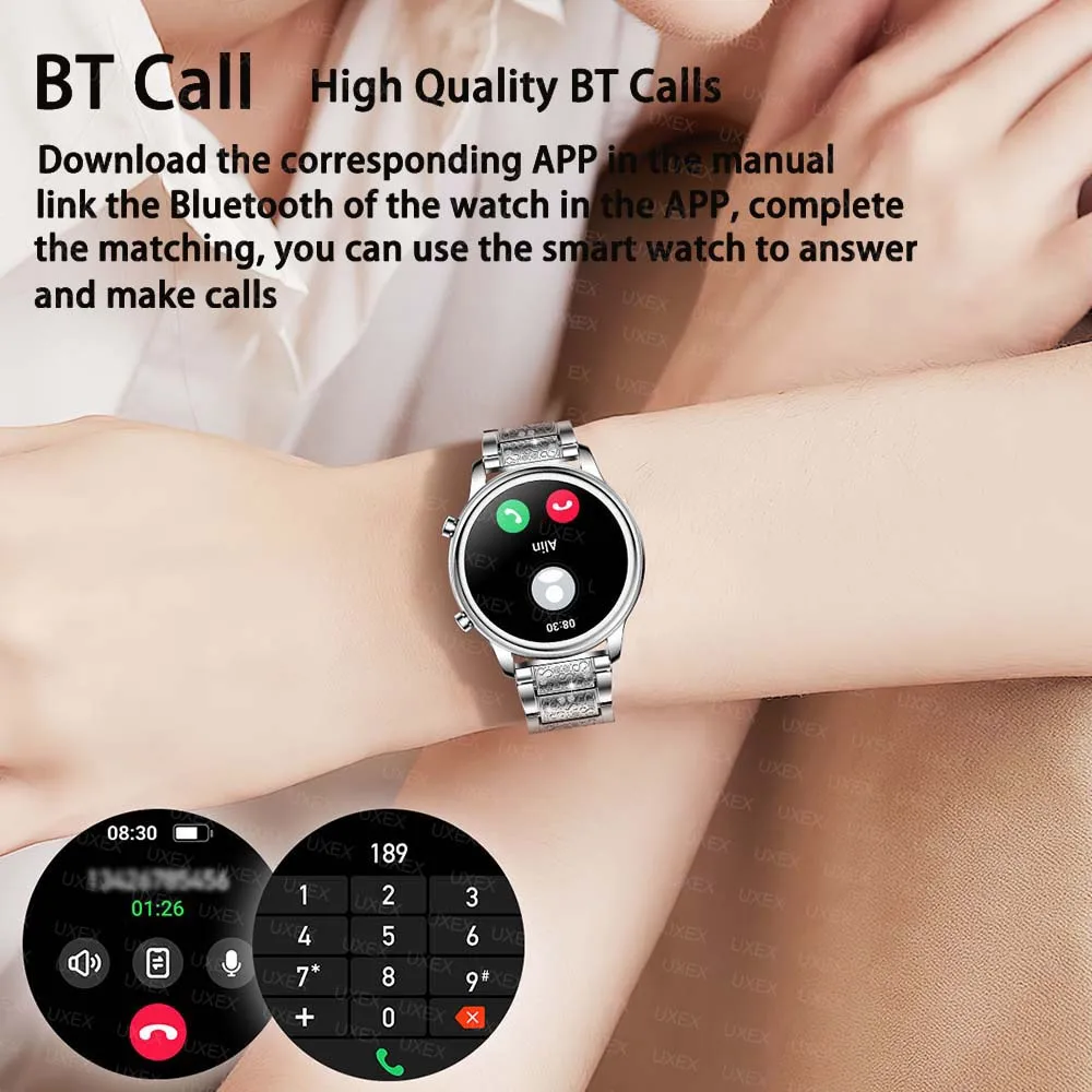 زائد موضة جديدة ساعة ذكية المرأة لتحديد المواقع المقتفي 1.27 "HD AMOLED معدل ضربات القلب مخصص الهاتفي مقاوم للماء بلوتوث دعوة Smartwatch سيدة