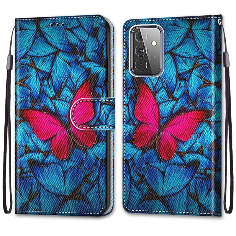 Flower Pattern Flip Case For Samsung Galaxy A72 5G A 72 SM-A726B A725F A 72 Wallet Leather Phone Cases Stand Book Cover Bags