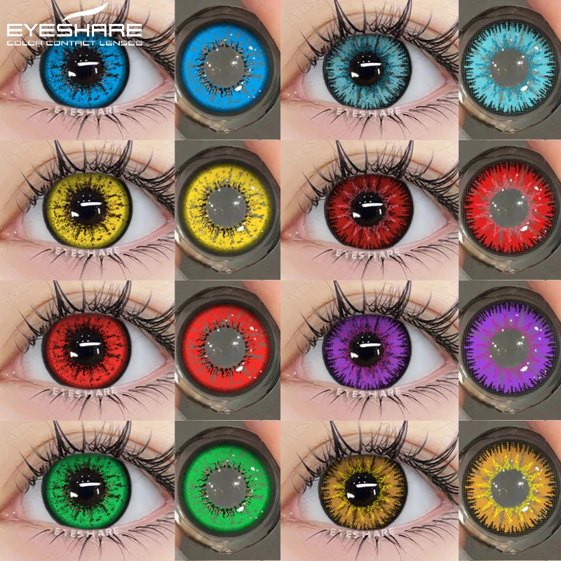 EYESHARE 2 Stücke Rote Linsen Halloween Farbige Kontaktlinsen Für Augen Cosplay Augen Objektiv Anime Blau Make-Up Schönheit Schüler Gelbe Linse