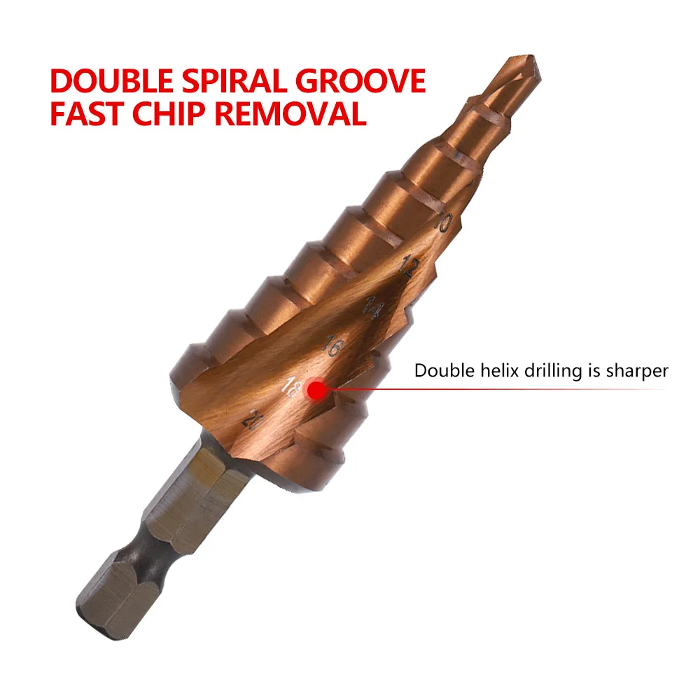 M35 Cobalt Step Drill Spiral Groove Ladder Drill Bit Pagoda  4-12/4-20/4-32mm Stainless Steel Expansion Drill High-Speed Steel