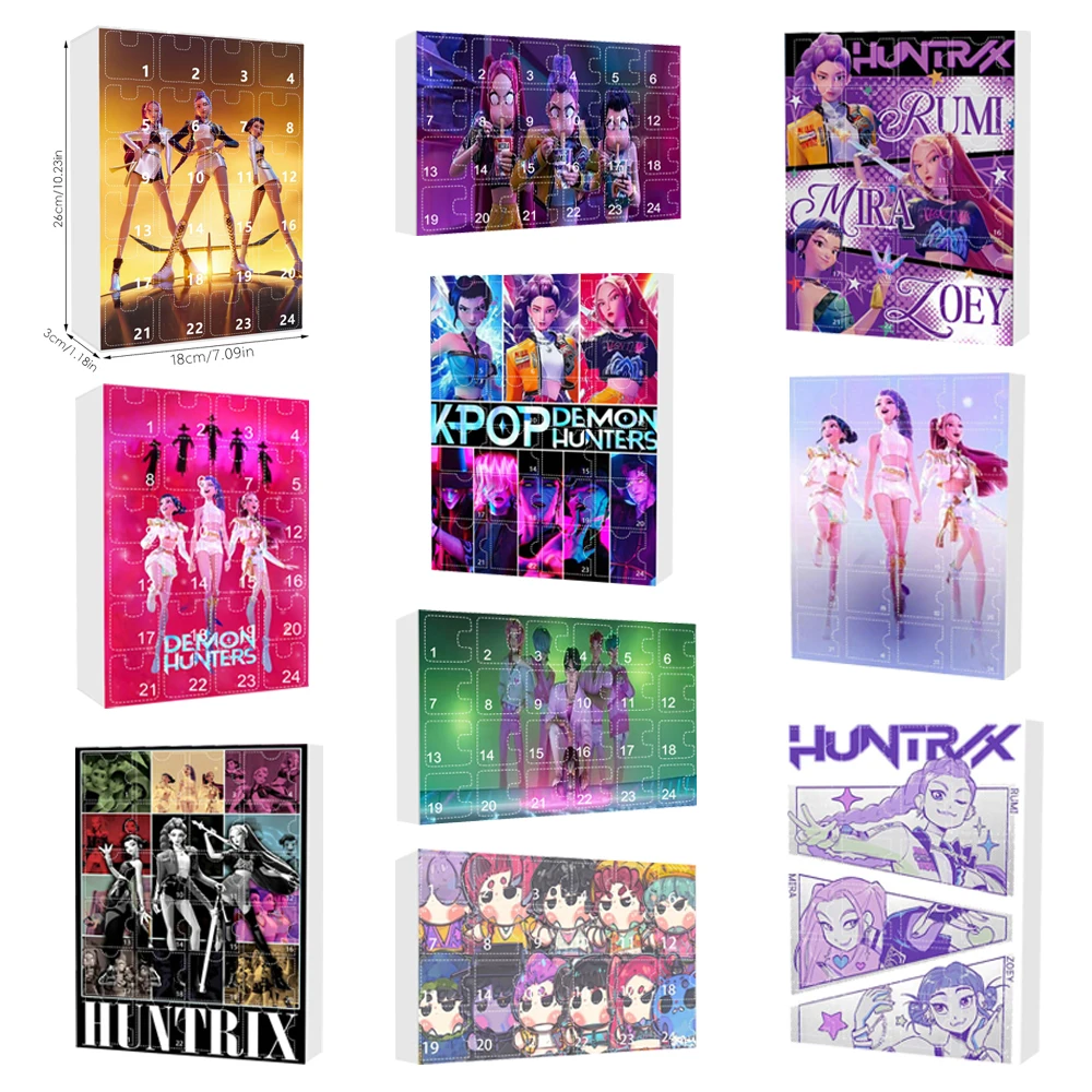 

Kawaii KPop Охотники на демонов Адвент-календарь Слепая коробка Акриловый брелок Подвеска Рождественский обратный отсчет Коробка-сюрприз Памятный подарок