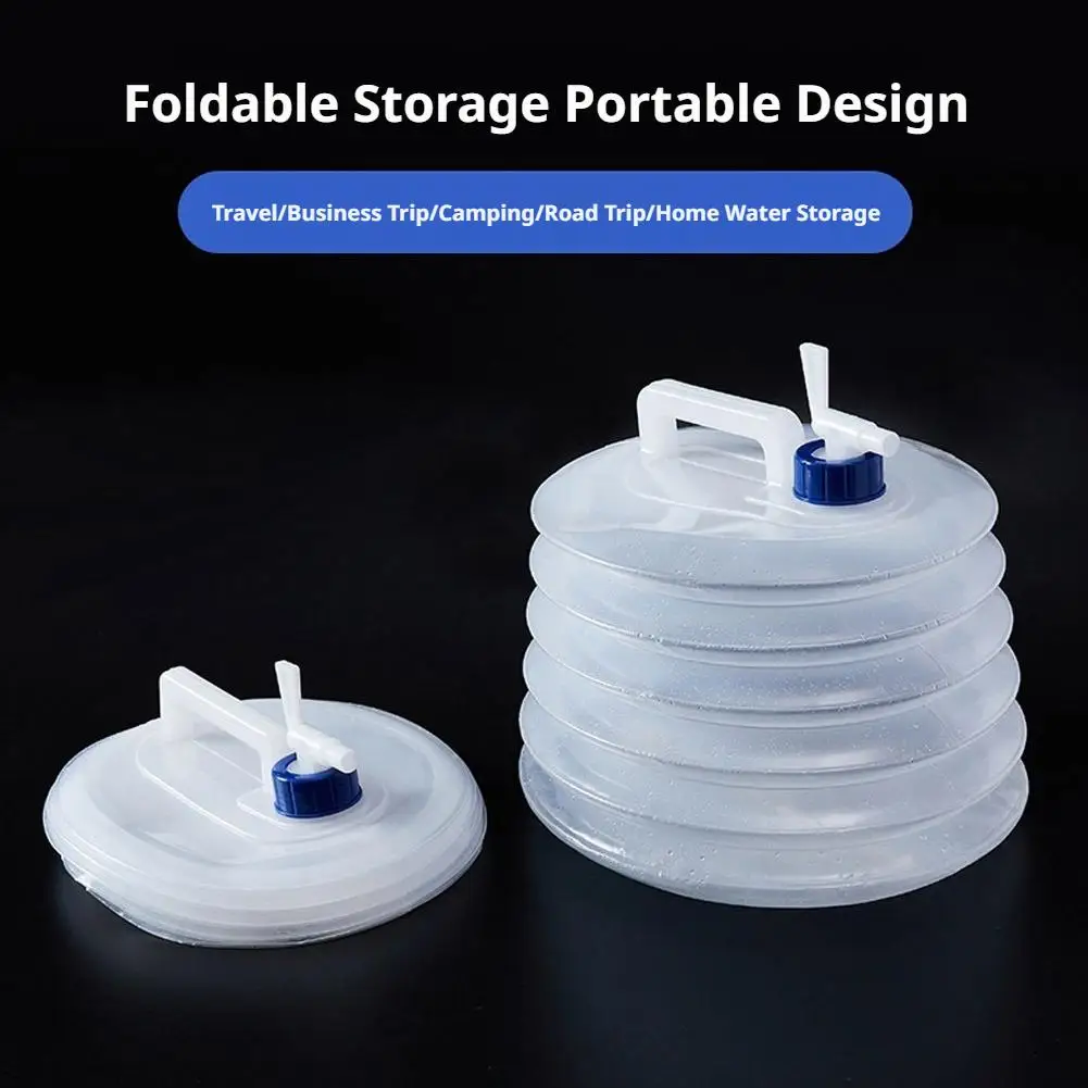 Portable Folding Water Container With Faucet Outdoor Camping Water Bag Collapsible Water Jug For Car Travel Storage Tank