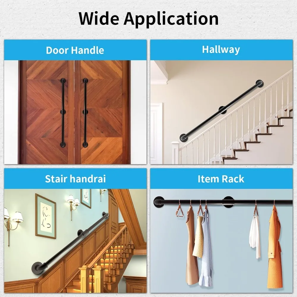 Przemysłowa, ocynkowana stalowa poręcz schodowa, długość 2,13 metra, średnica 3,175 cm, montowana na ścianie, wewnętrzna poręcz schodowa zapewniająca bezpieczeństwo i...