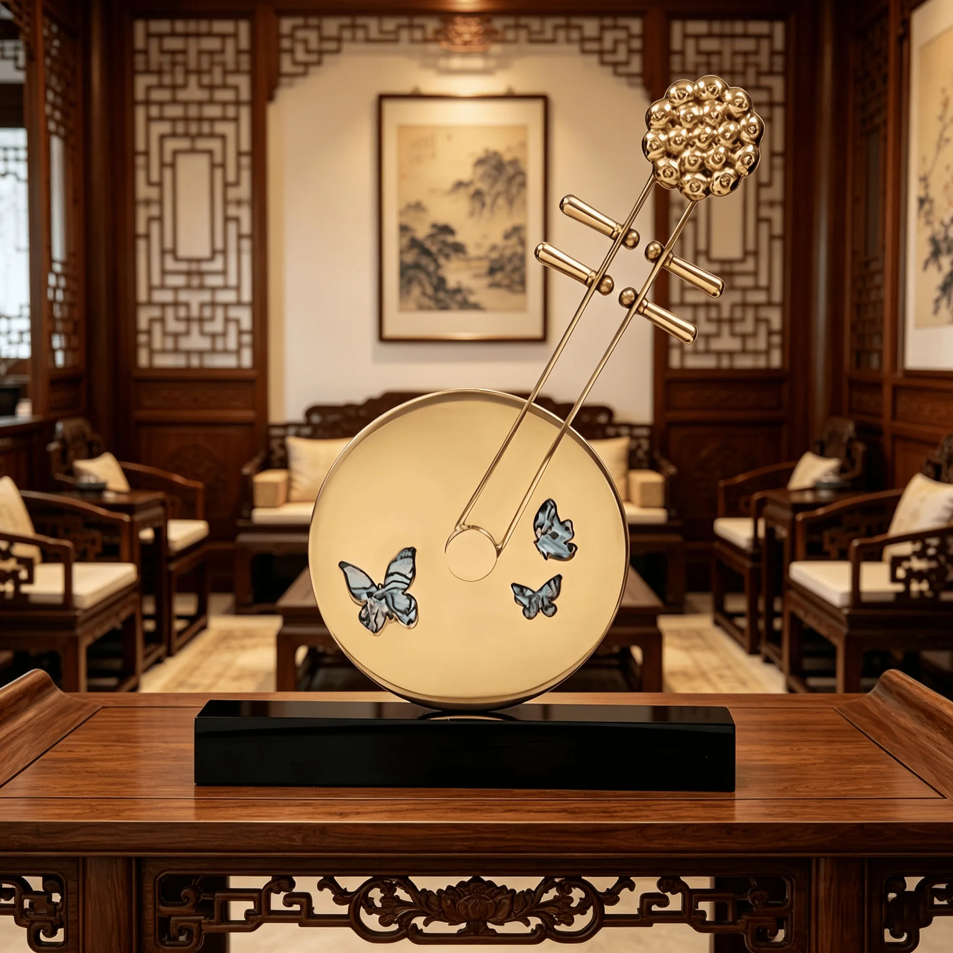 DSA new Chinese-style copper ornaments Bogu frame decorations light luxury high-end living room TV cabinet office musical