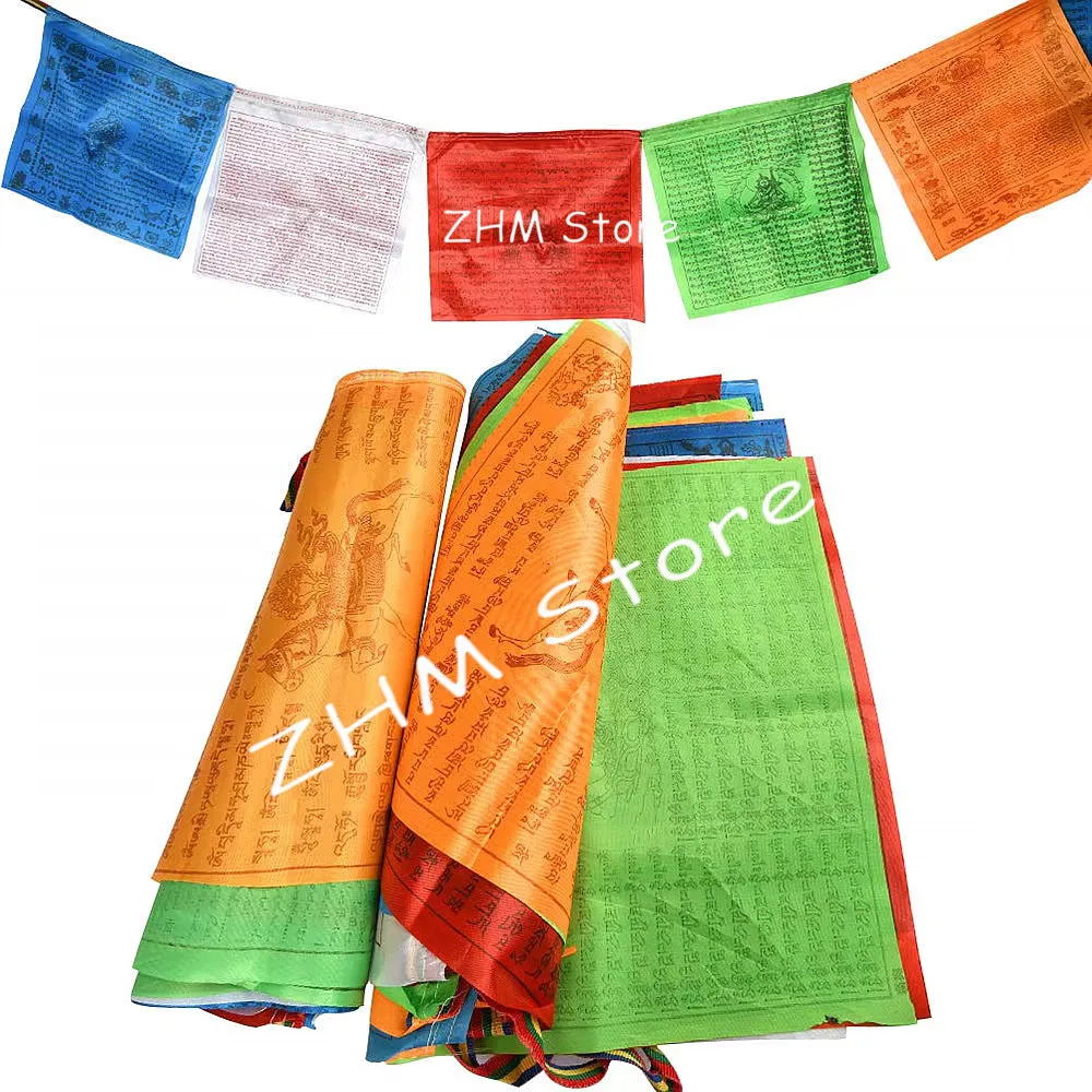 2 Rolls of Prayer Flags,7m Tibetan Prayer Flags,34 x 34 cm,Buddhist Prayer Flags,Prayer Flags Made of Polyester Fiber flags