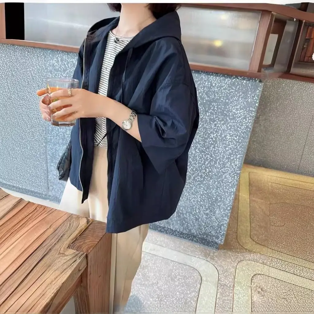 

Южная Корея Dongdaemun весна-лето свободный повседневный стиль кардиган на молнии пальто с короткими рукавами и большим карманом сплошной цвет