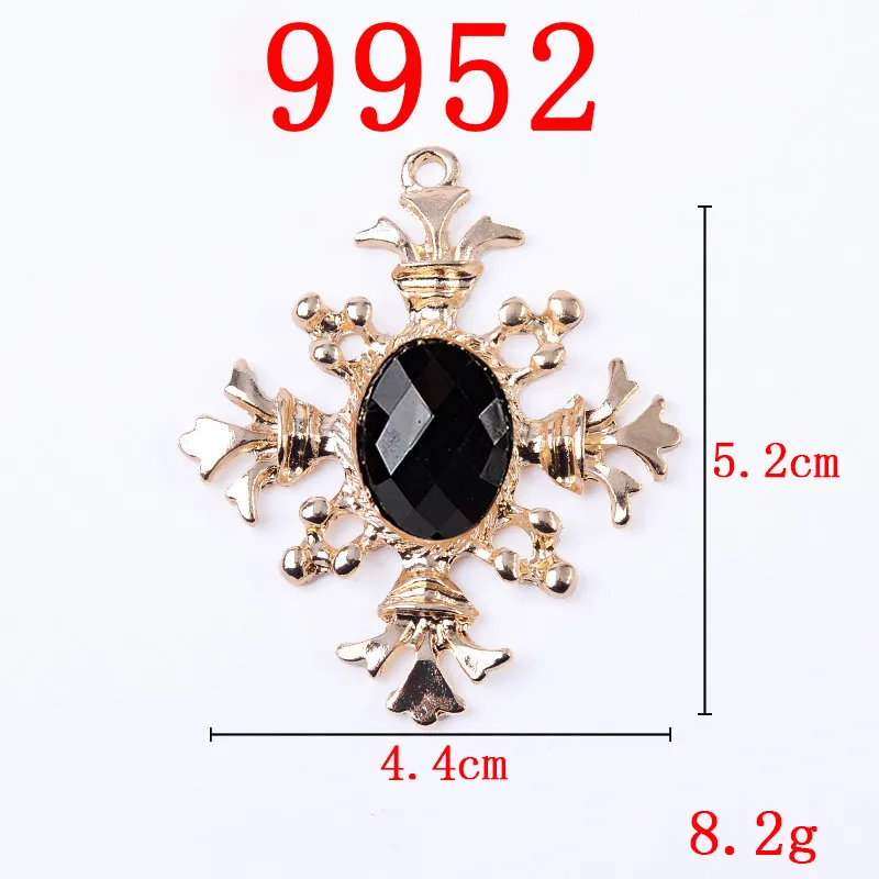 5 Pcs Alloy Crystal Rhineston Cross Pendant Scepter Creative Rhinestone Button Ornaments Earrings Choker DIY Jewelry Accessories