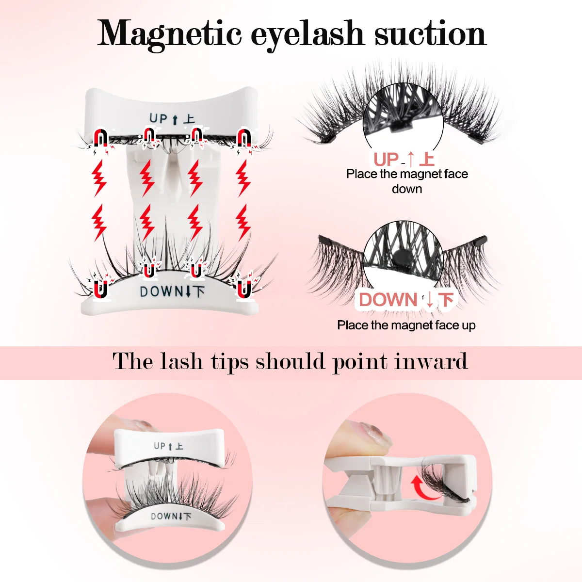 1/2 คู่แม่เหล็กขนตาปลอมชุดแหนบแม่เหล็ก Eyelash EXTENSION Reusable ไม่ต้องใช้กาว Faux Mink Lashes แต่งหน้า
