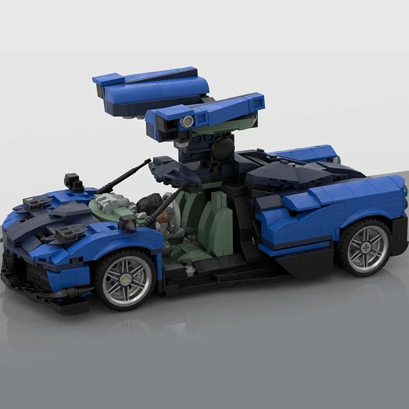 Moc-都市車両モデルのビルディングブロック、スピードチャンピオンとテクノロジーのモジュラーブロック、DIYアセンブリおもちゃ、クリスマスギフト、青