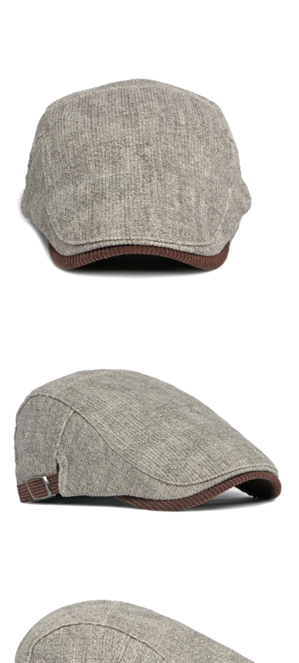 HT4090 Baskenmützen für Männer und Frauen, Vintage-Künstler-Malermütze, Unisex, verstellbare Ivy-Flachmütze, warme Herbst-Winter-Baskenmütze – Detail 7