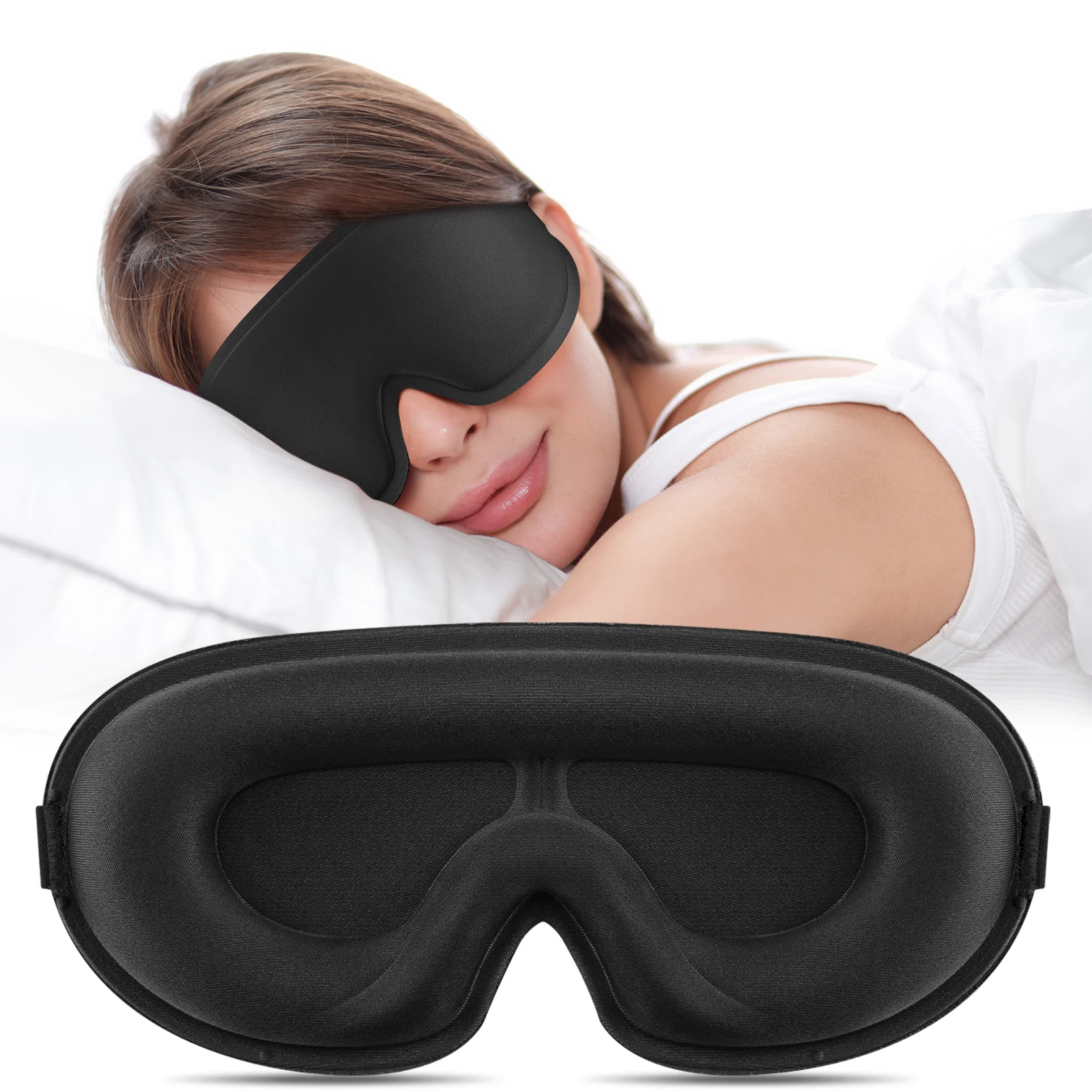 3D Blackout Sleeping Eye Mask For Women Men Side Sleepers Zero Pressure Memory Foam Eyelash Friendly Breathable Travel Essential