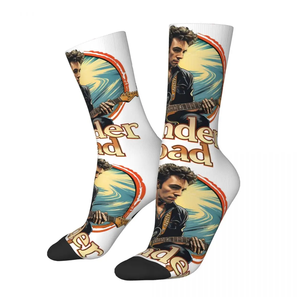 Rock Icon Badge Men's Socks Vintage Harajuku Bruce Springsteen Street Style Novelty Casual Crew Sock