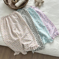 Children Summer Mosquito Proof Pants Girls Kids Printed Cloud Cotton Lace Casual Pants Baby Princess Cute Loose Floral Trousers