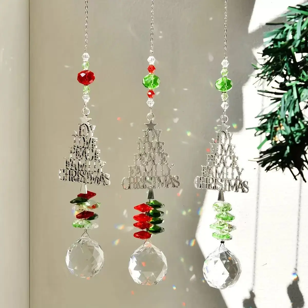 1/3 Stück neuer Weihnachts-Sonnenfänger, Kristall-Weihnachtsbaum-Anhänger, Hausgarten, Fenster, Urlaubsdekoration, Weihnachtsfeiertag, Zuhause d