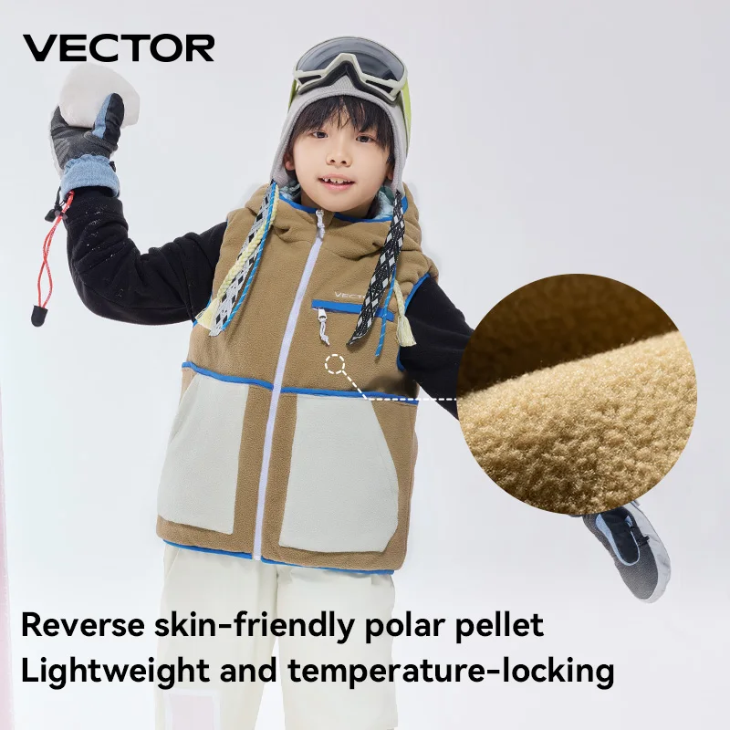 VECTOR Children\'s Double-sided Down Jacket Mid-level Vest for Warmth and Protection Suitable for Indoor and Outdoor Skiing