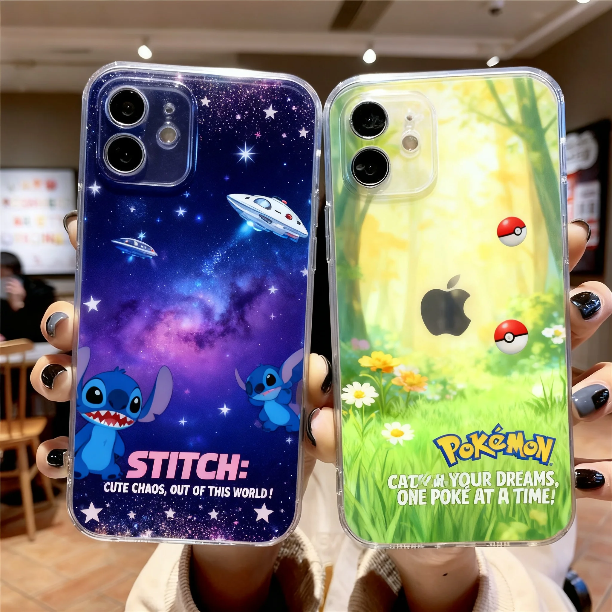 

Stitch Cartoon Transparent Full Cover Shockproof Case for iPhone 15 Pro Max 11 17 Phone Cover 14 Cartoon Design