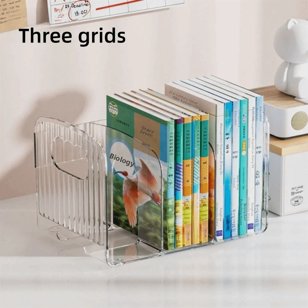 New Acrylic Book Stand Multi-compartment Clear Bookshelf Thickened Multi-function Bookends Office Supplies