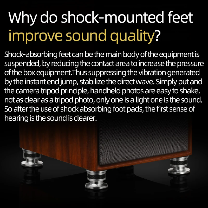 ERUMPENT 4 PCS Hi-end Speaker Spike Stand Foot Pads for Sounds Carbon Fiber Adjustable Audio Speakers Shock-absorbing feet pegs