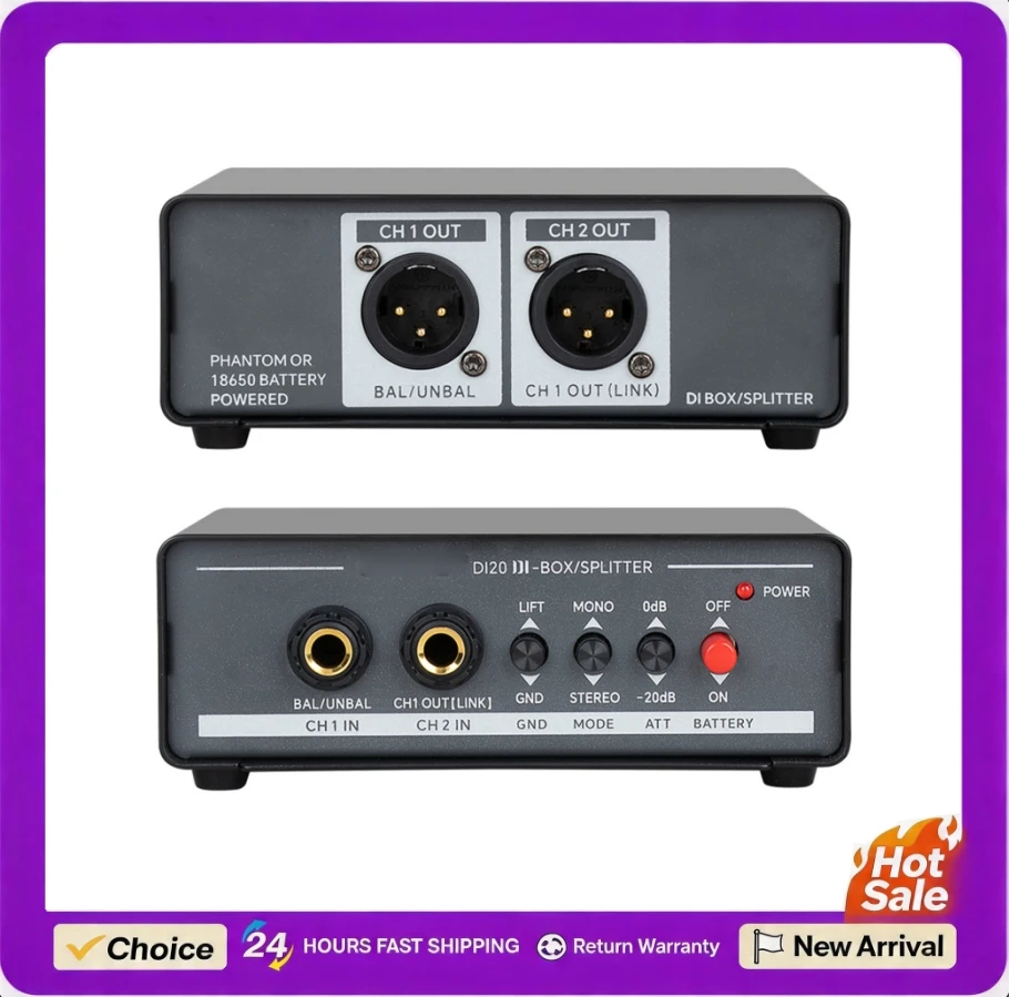 DI Box Distributor Splitter Dual Channel Balanced Converter Eliminate Noise Active Multi Functional Signal Effect Device