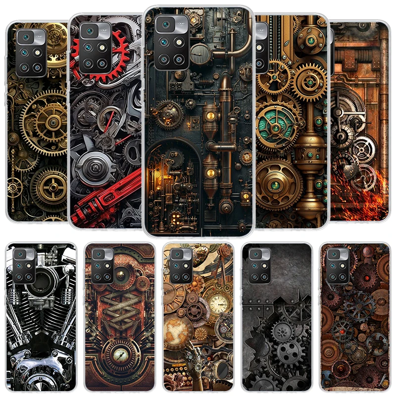 Steampunk Gear Mechanical Cover Phone Case For Xiaomi Redmi 12C 12 10C 10 9C 9 10A 9A 8A 9T 7A 7 6A 6 Pro K20 K40 S2 Soft Fundas