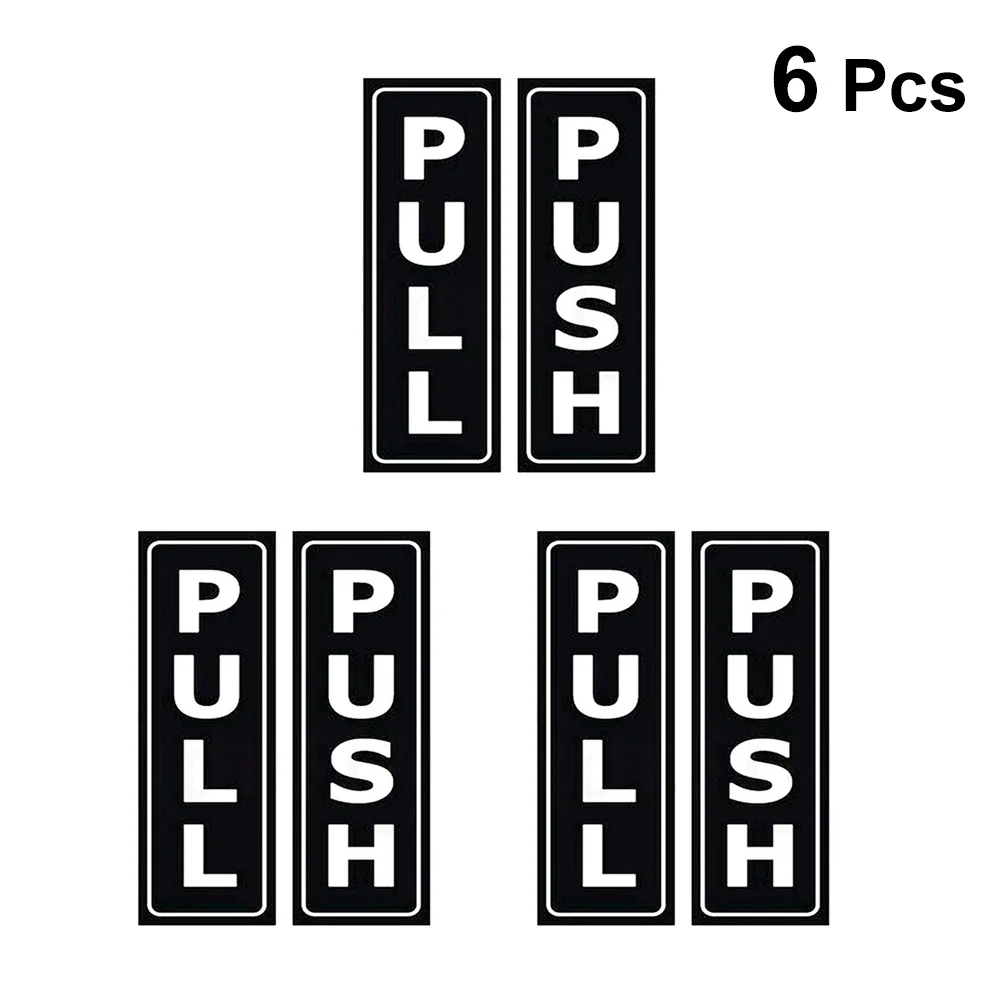 

6Pcs Creative Door Stickers Push Pull PVC Signs Adhesive for Restaurant Office Supermarket Home Walls Door Stickers