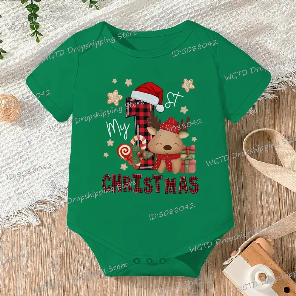 

Soft Newborn Baby Clothes My 1st Christmas Print Short Sleeve Baby Boys Girls Jumpsuit Cartoon Newborn Bodysuit Cotton Rompers