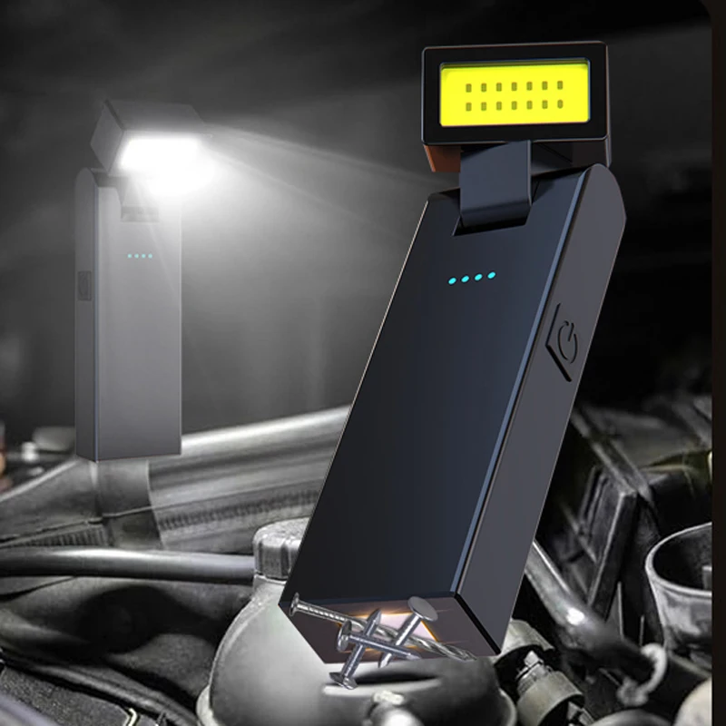 Portable Mini LED Flashlight Rechargeable Powerful Work Light 180° Rotatable Emergency Torch Magnetic Outdoor Camping Car Lamp