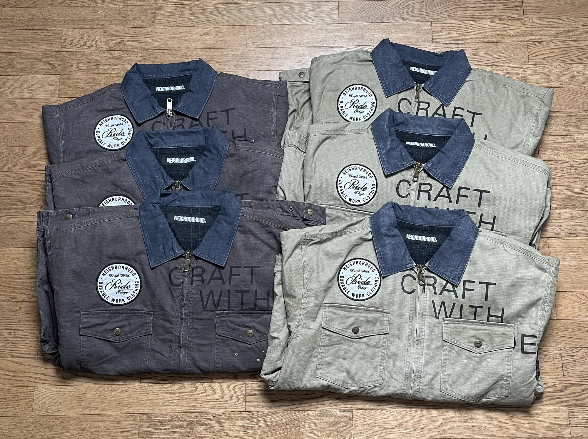 NBHD embroidered vintage four-bag zip-up tooling jacket