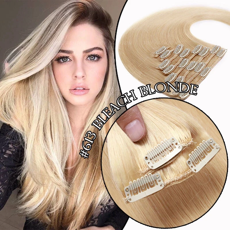 

Clip In Hair Extensions 100% Human Hair 7 Pieces Set Straight Weft Custom Mastered Color Length Weight