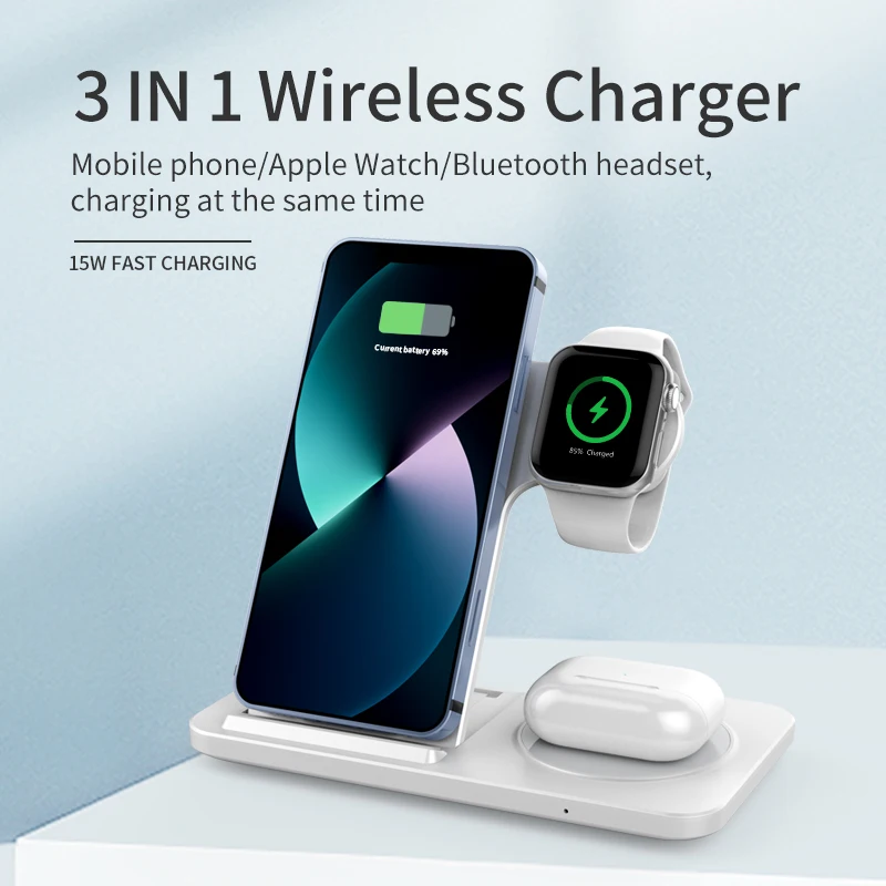 3in1 Fold Wireless Charger Panel for iphone 16 pro max / iPhone 15 iWatch Ultrathin Charging Station Portable Wireless Charger