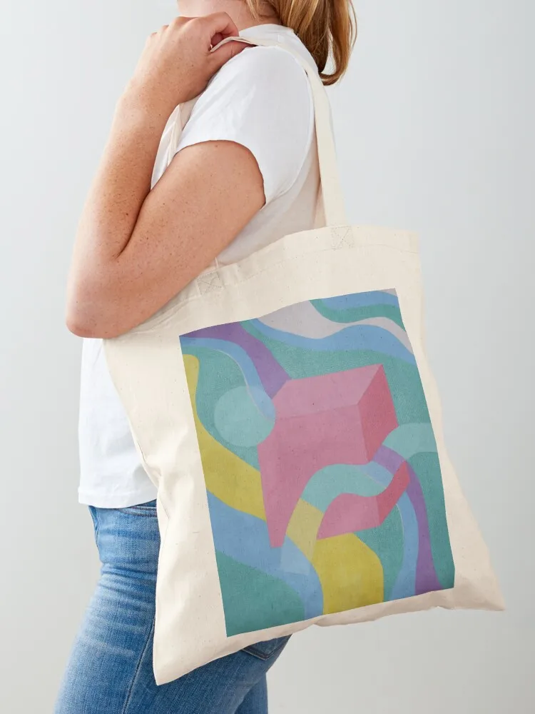 

Swimming Cube Color Block Painting Tote Bag Canvas shoulder bag custom canvas bag tote screen Women's shopping