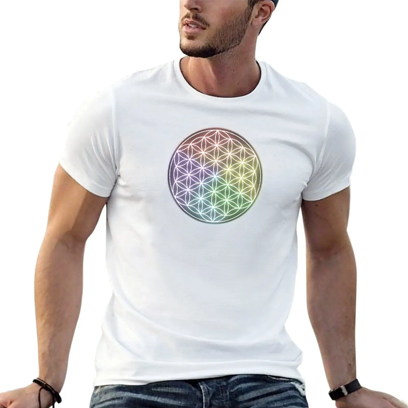 Bright multicolored flower of life T-Shirt t shirt personalised funny t shirts dark humor t shirts with prints T-shirt