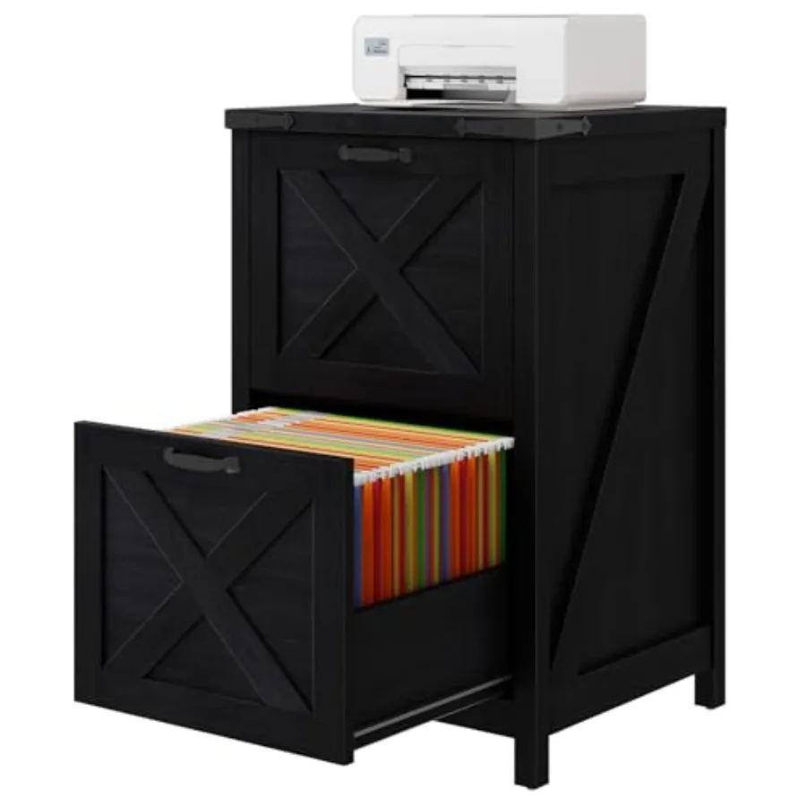 

Vertical File Cabinet with 2 Drawers Wooden Farmhouse Filing Cabinet for Letter/A4 Size Hanging Files Under Desk Printer Stand