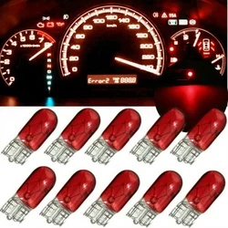 10Pcs Red T10 501 Wedge Bulbs Car Interior Dashboard Gauge Instrument Incandescent Light Bulbs 12V Universal Car Accessories