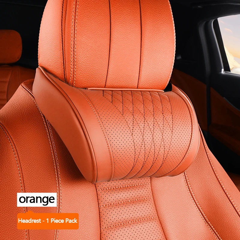1 Stück Auto-Kopfstütze, multifunktionales Auto-Nackenkissen, universelles Kissen für Fahrer- und Beifahrersitz, Kopfstützenkissen, Orange/Schwarz/Braun – Detail 5