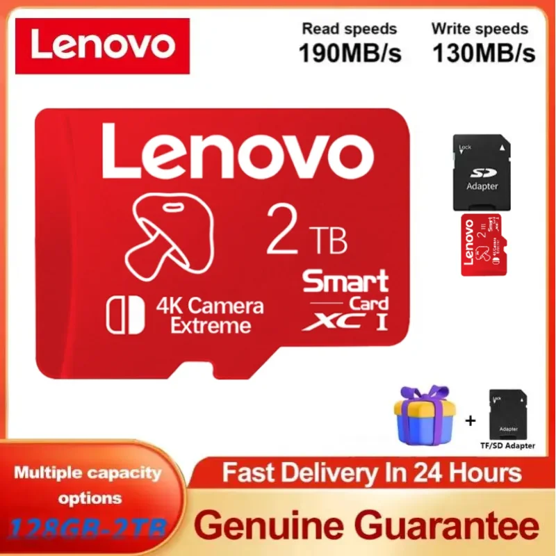 Lenovo 2TB 1TB High Speed Memory Card 128GB 512GB 256GB 64GB 32GB Class 10 Waterproof Memoria Micro TF SD Card For Phone Camera