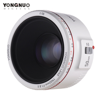 Yongnuo YN50MM F1.8 II White  AF/MF 0.35M Focus Distance Standard Prime Camera Lens for Canon DSLR Camera