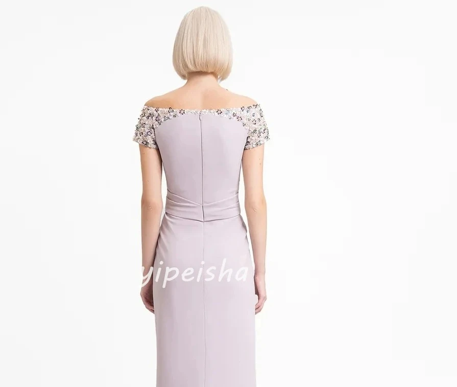 Customized Modern Style Women Jersey Sequined Beading Mermaid Evening Dresses Fashion Off-the-shoulder One-shoulder Prom Dresses