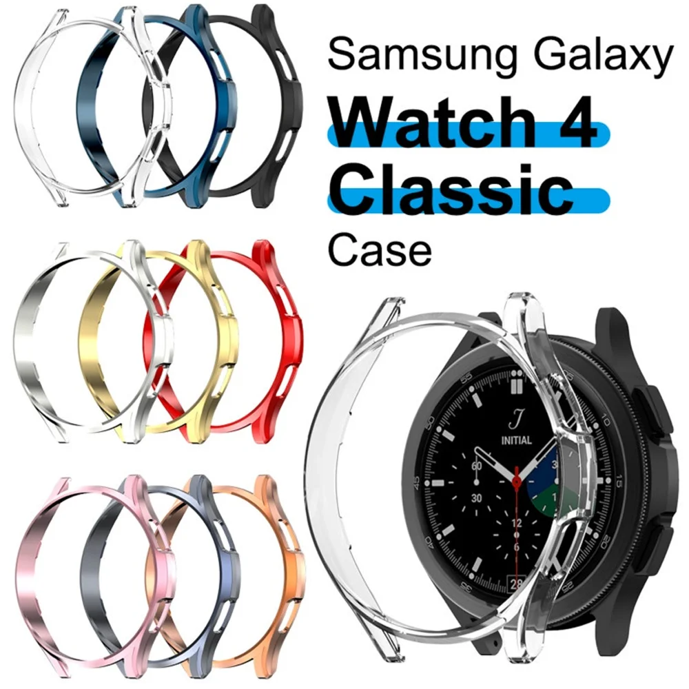 Capa para samsung galaxy watch 4 clássico 46mm/42mm tpu banhado all-around anti-queda capa pára-choques samsung galaxy watch 4 40mm 44mm