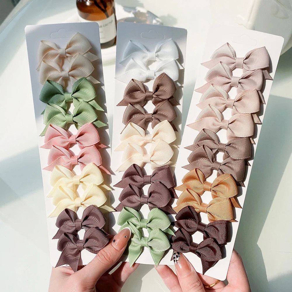 

10Pcs/Set New Cute Ribbon Bowknot Hair Clips for Kids Handmade Nylon Bows Hairpin Barrettes Headwear Baby Girls Hair Accessories