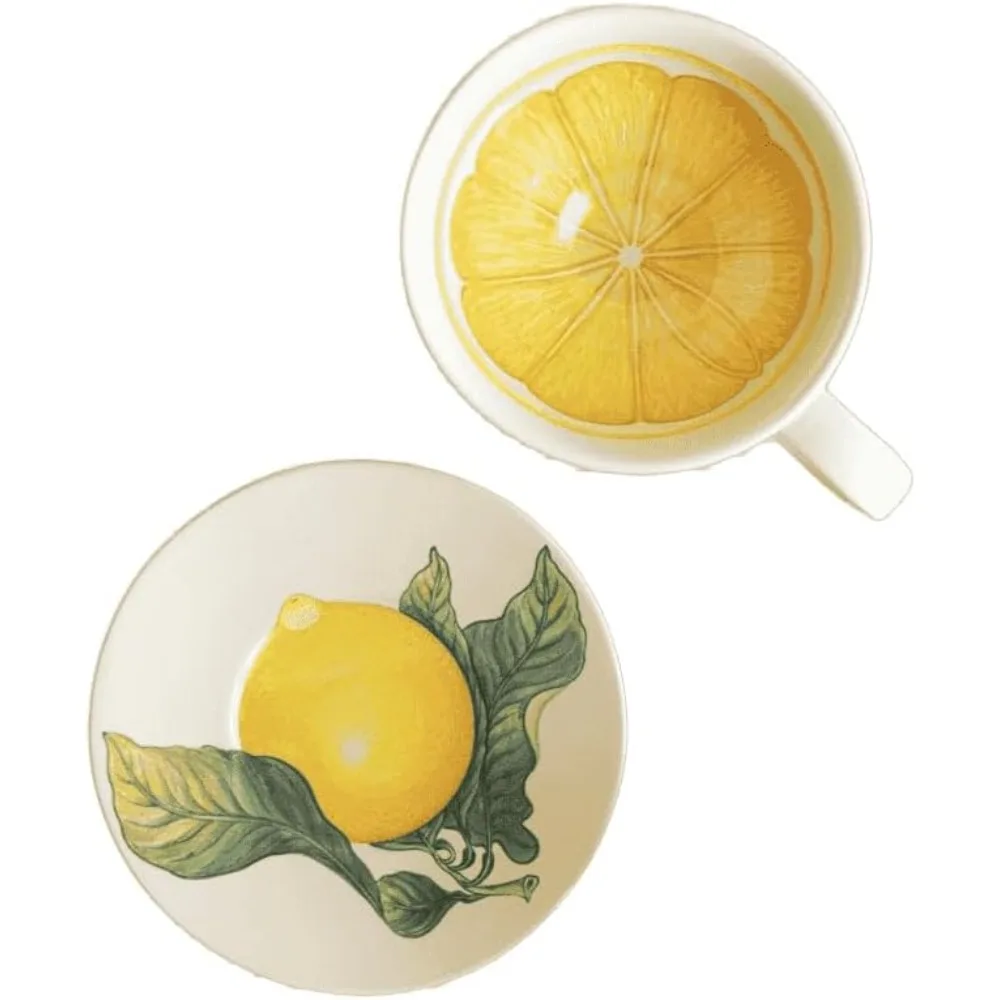

Large Tea Cup and Saucer Set – 280ml Ceramic Floral Tea Cup, Hand-Painted Vintage-Style Tableware, Elegant Gift for Tea Lovers,