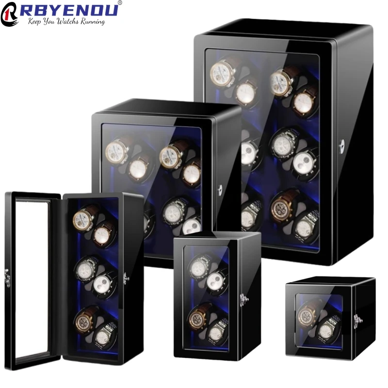 6/8 Watch Winder Vertical Storage Case Display Box High Grade Polished Paint Automatic Watch Winding Case Box Customizable Logo