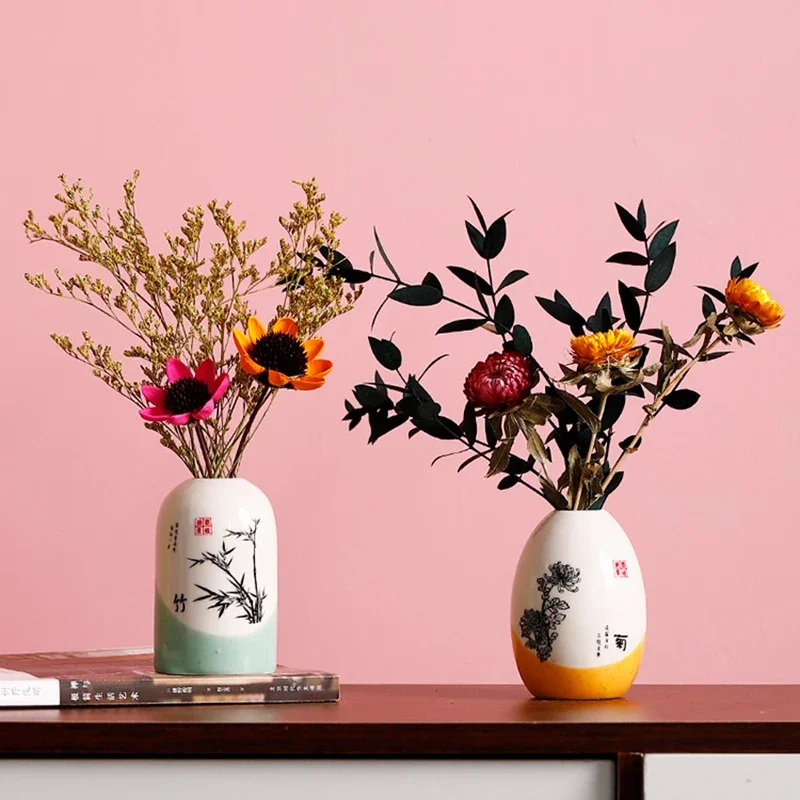Florero de cerámica hidropónico, decoración estética de flores, florero pequeño Vintage, Jarrones Ikebana de lujo, Decorativos para el hogar, Vazen FYVS