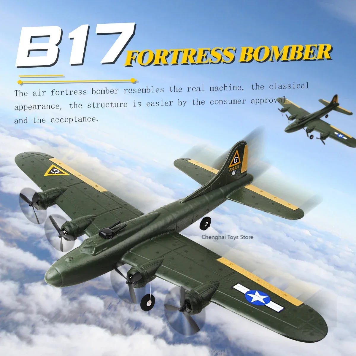 

FX817 B17 RC Airplane Aircraft Remote Control Plane Fixed-Wing 2.4GHz Glider EPP Foam RTF RC Planes Aircraft Toys for Children