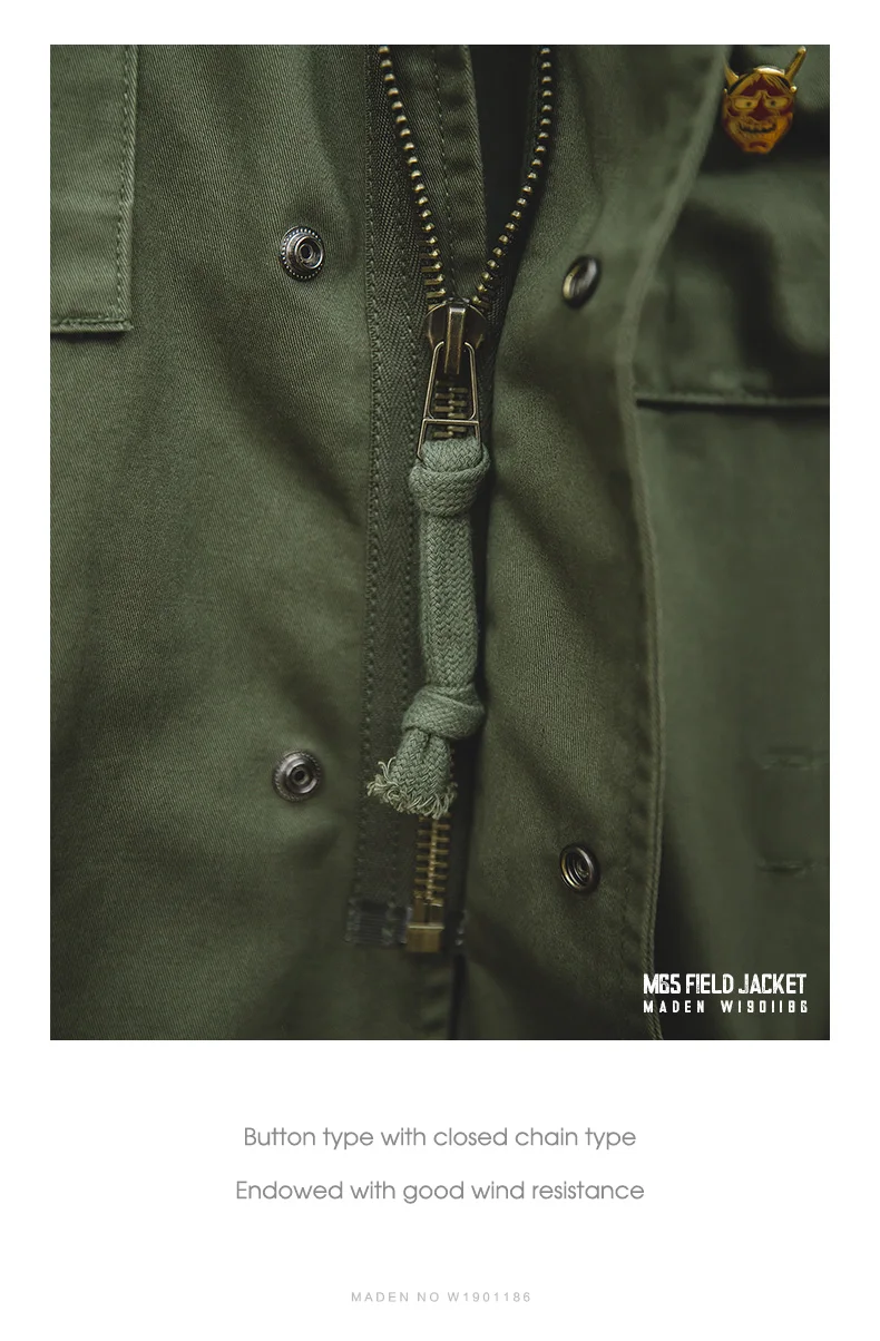 Maden Military M65 Field Jackets For Men's Green Vintage Army Jacket Casual Windbreaker Solid Lapel Collar with Pockets Overcoat 22 S2eaf39ddeacb4b9da3dbc85296c8a443k