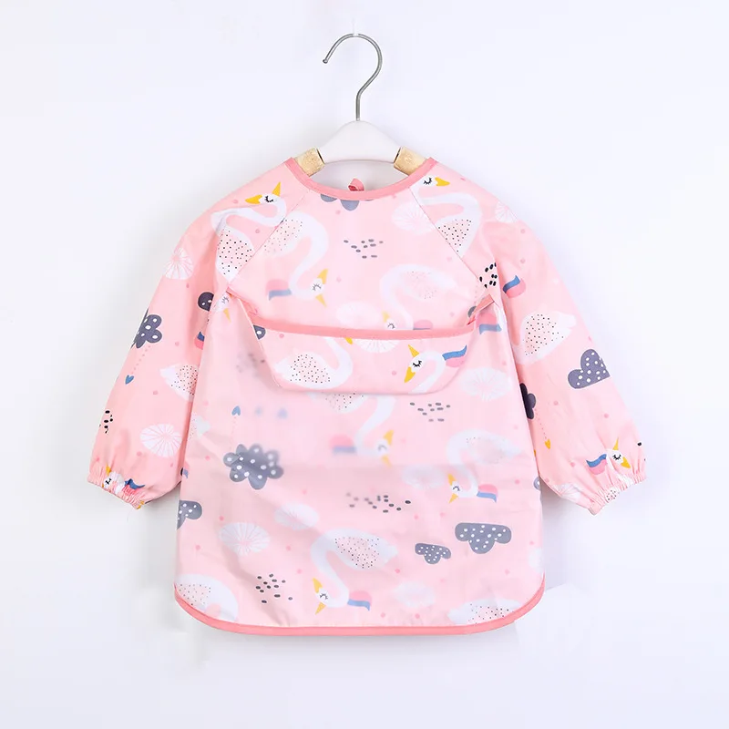 Baby Kids Toddler Long Sleeve Scarf Waterproof Art Smock Feeding Bib Apron Pocket Infant Boys Girls Burp Cloth Bandana Bibs