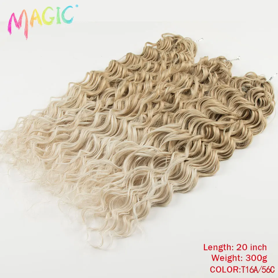 Magic Ombre Water Wave Häkelhaarverlängerungen, 20 Zoll, synthetisches lockiges Flechthaar, 3 Stück, braun, blond, Ombre für schwarze Frauen – Detail 12