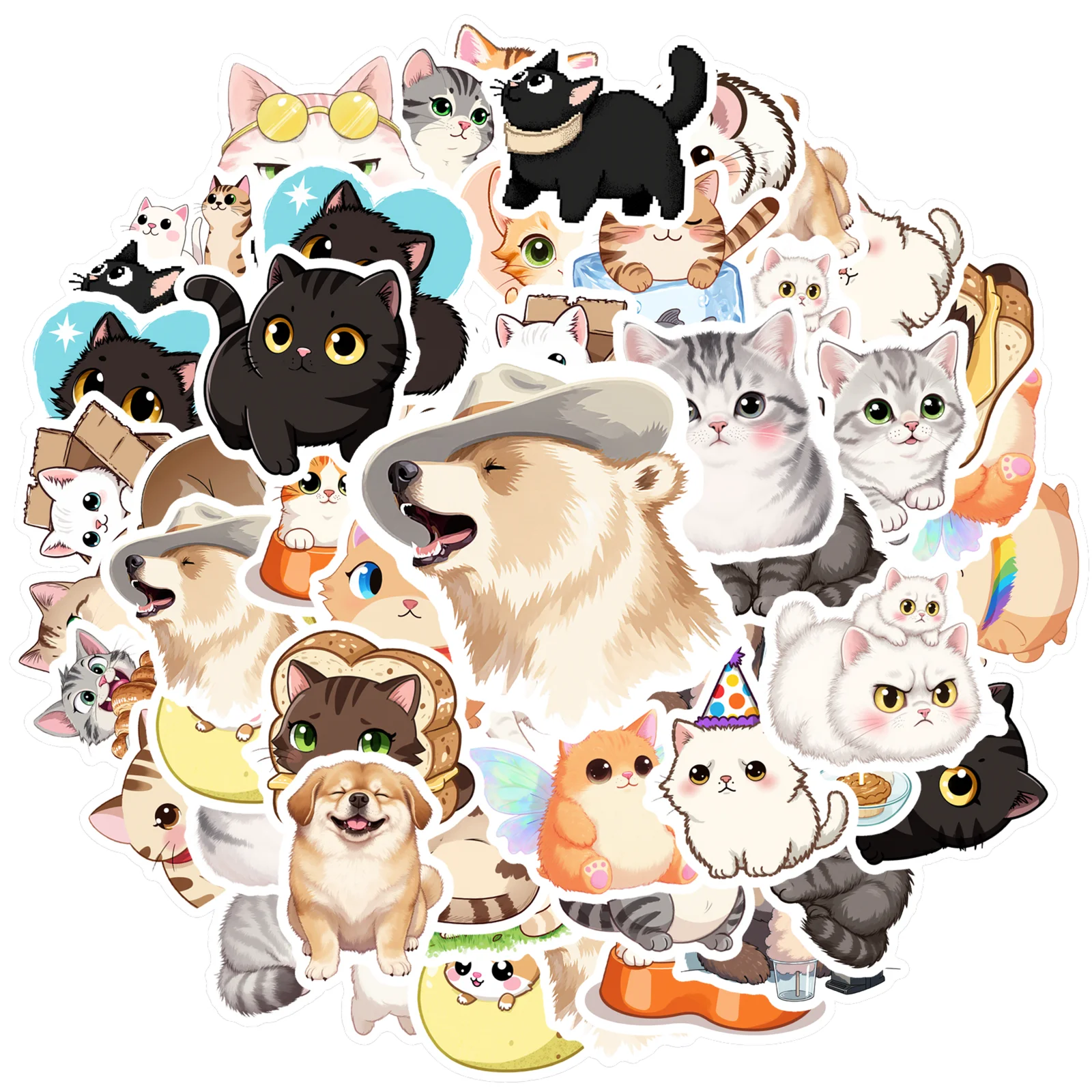 

35 шт., наклейки с милыми кошками, игривые собаки, наклейки «сделай сам», забавные наклейки для телефона «сделай сам», ноутбука, скрапбукинга, велосипеда, сделай сам, телефон, гитара, ноутбук