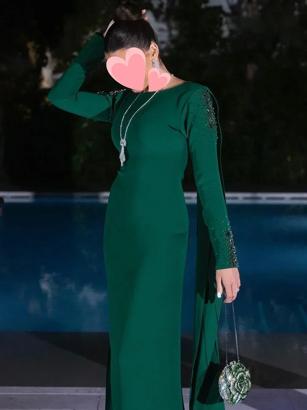 Elegante vintage vestidos de baile uma linha verde miçangas sem costas pérolas tornozelo comprimento formal ocasião sexy festa à noite